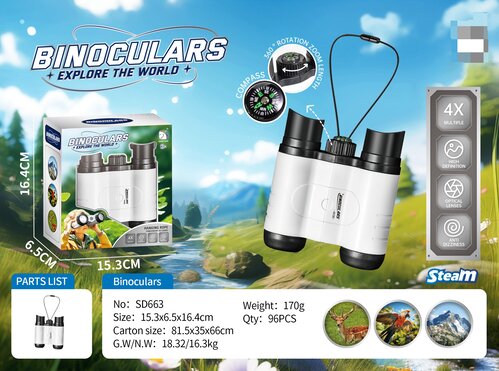 Kids Binoculars with Compass | 4X HD Outdoor STEM Toy for Exploration Wholesale