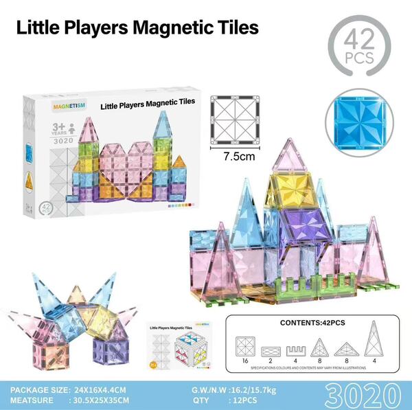 42Pcs Basic Translucent Magnetic Tiles | Large 7.5cm Color Magnet Blocks Wholesale