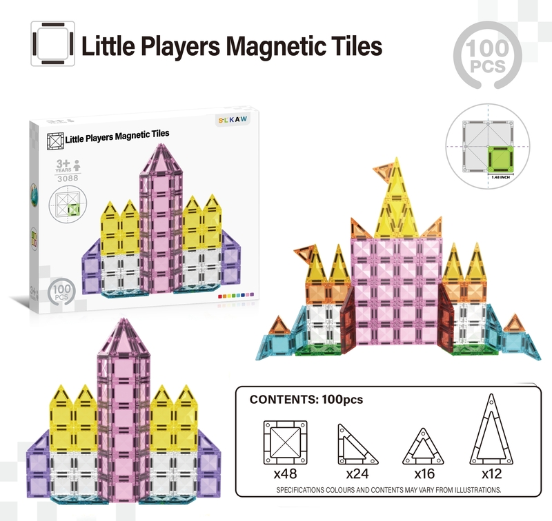 3.75cm Mini Magnetic Tiles | Little Players Portable Travel STEM Building Blocks for Kids Age 3+